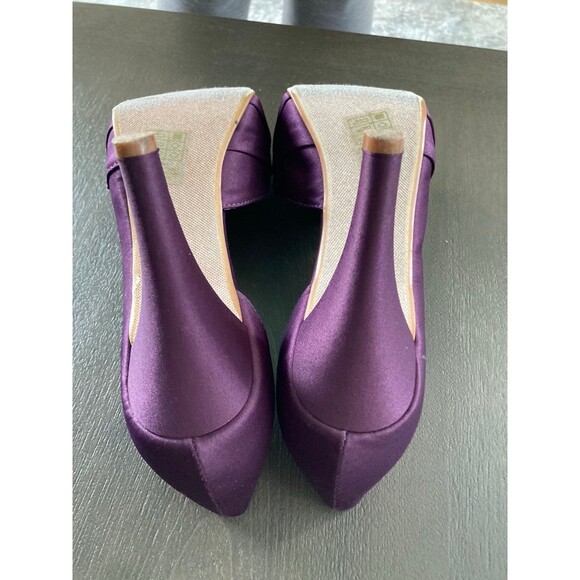 David’s Bridal Purple Satin Peep Toe Heels with Bow Size 8.5 Special Occasion - Picture 6 of 6